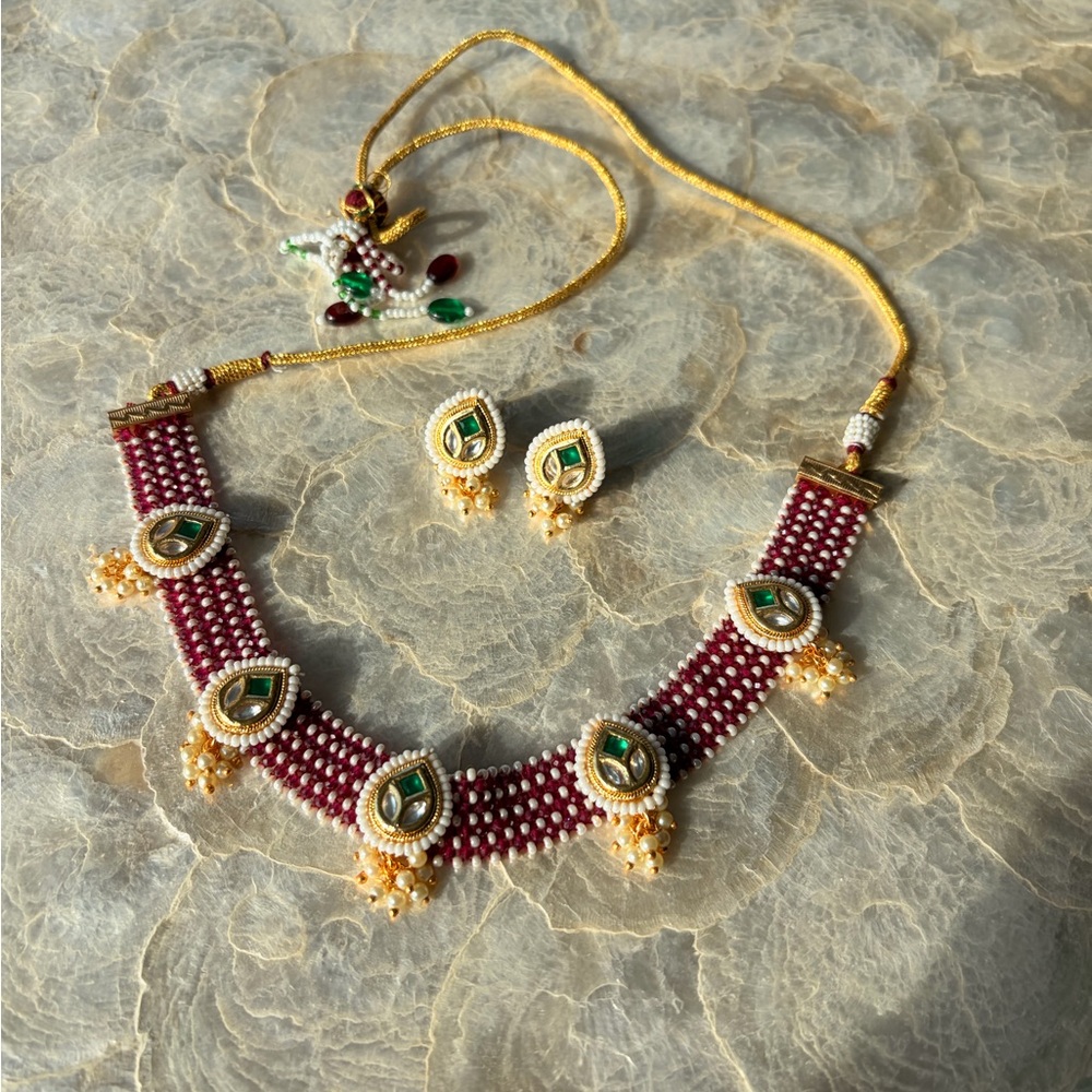 Elegant Gold and Red Jewelry Set